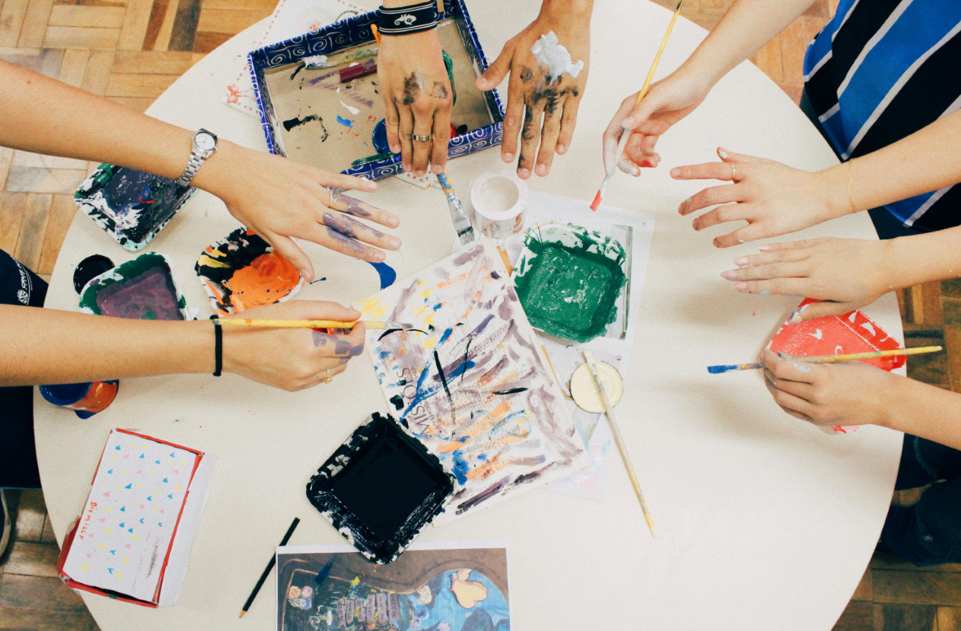 working together in an art therapy session