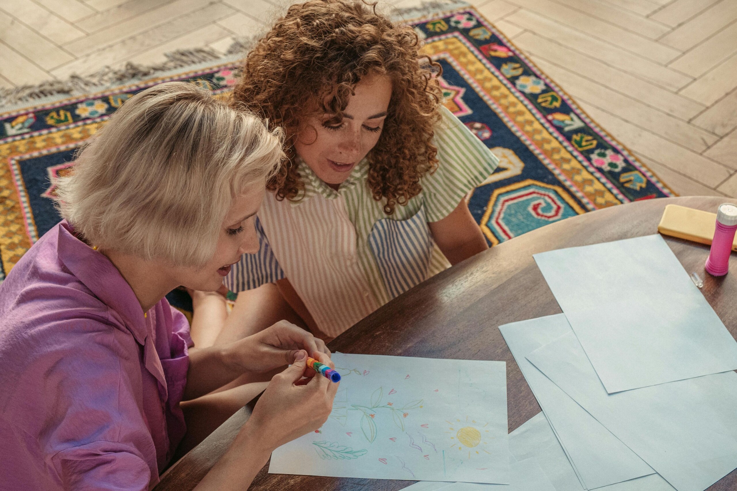 adults working through art therapy